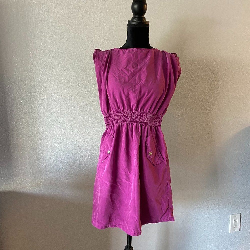 Guess Magenta Pink Sleeveless Dress w/ Button Shoulder Tabs – Size Small - Picture 2 of 4